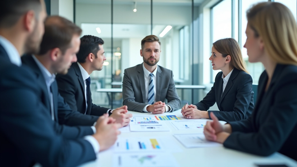 Geschäftsmeetings mit Analysten, die deutsche Industriedaten und Markttrends besprechen