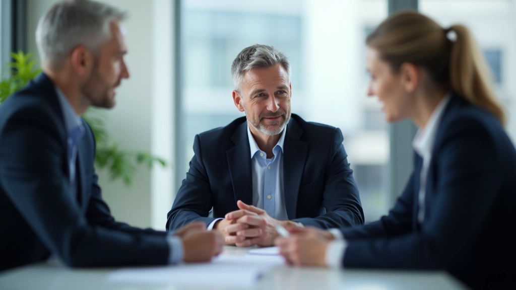 Geschäftstreffen zwischen deutschem Fabrikant und internationalen Partnern im modernen Konferenzraum mit Produktmustern