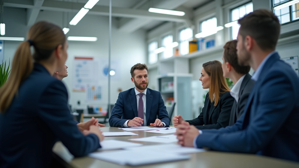 Professionelles Team-Meeting zur Produktionsoptimierung