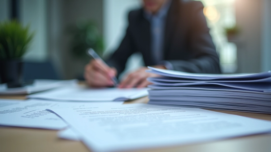 Regulatorische Compliance-Dokumente und Umweltstandards auf Schreibtisch